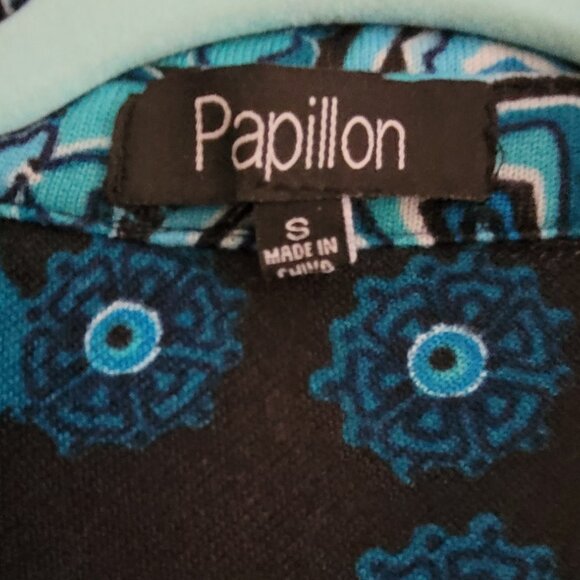 Papillon Tunic 3/4 button neck pocket tunic top gently worn - Picture 2 of 2